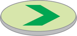Langnachleuchtende Ronden mit Richtungspfeil, Ø60 mm, auf verzinktem Stahl