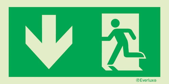 Rettungszeichen, Fluchtweg Pfeil nach unten, nach ASR1.3 & DIN ISO 7010