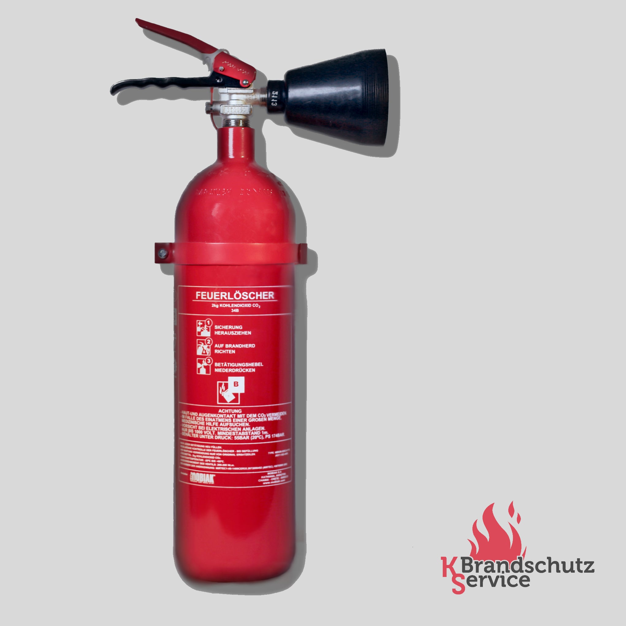 Feuerlöscher – MOBIAK KX11, 2 kg, CO2 Löscher, 34B, Stahlbehälter, frostsicher, Totalansicht