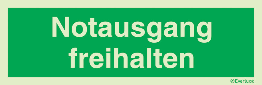 Rettungszeichen, Notausgang freihalten, Folie, selbstklebend, langnachleuchtend
