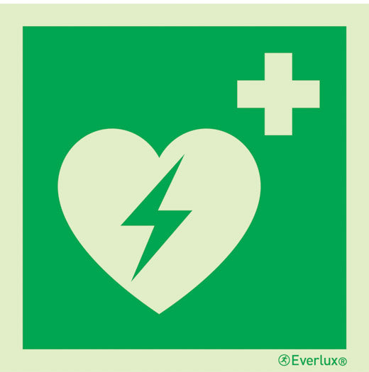 Rettungszeichen, Automatisierter externer Defibrillator (AED) E010, nach ASR1.3 & DIN ISO 7010