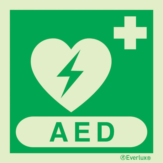 Rettungszeichen, AED-Defibrillator, nach ASR1.3 & DIN ISO 7010