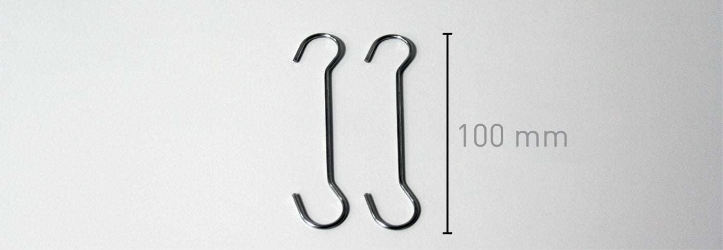 Zubehör zur Deckenbefestigung Haken, beidseitig gebogen, 100 mm