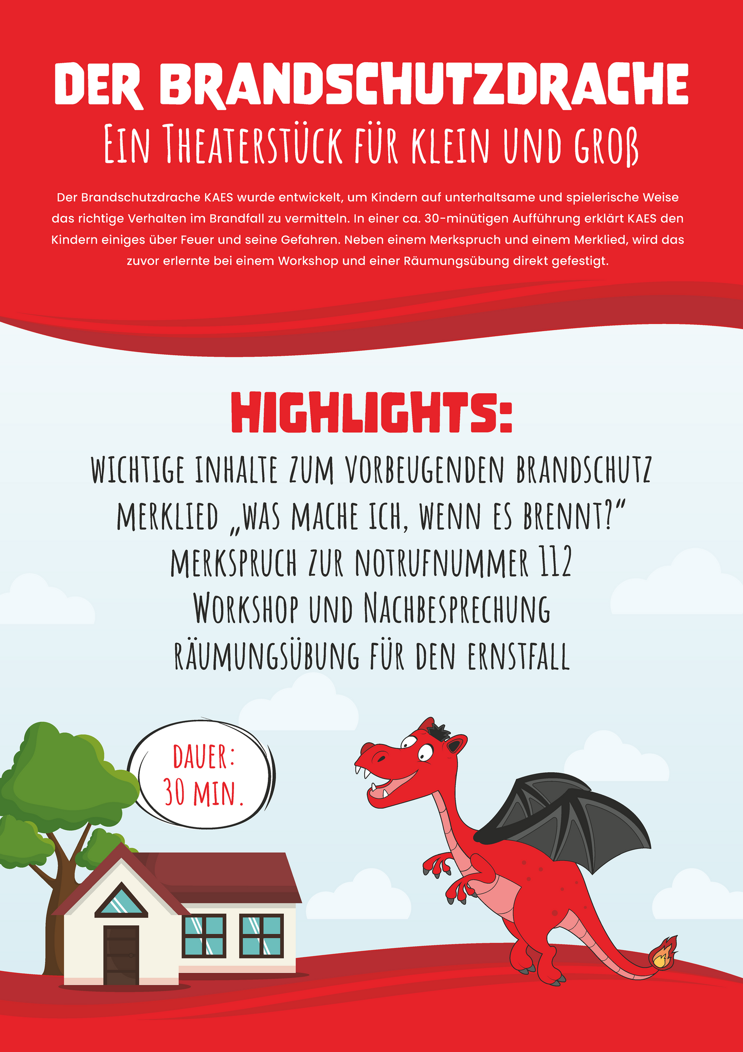 KAES - Der Brandschutzdrache - Information zum Theaterstück als A1 Plakat