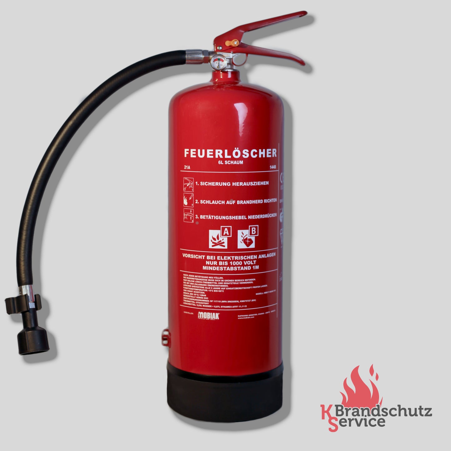 MOBIAK MBK07-060AF-P1E, 6 kg, Schaumlöscher, 34A, 183B, Totalansicht