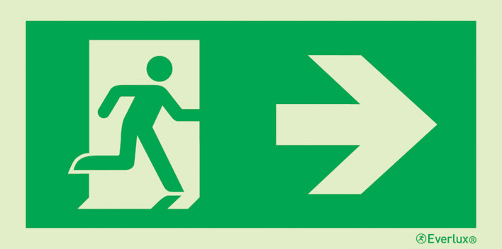Everlux Rettungszeichen, Kombi-Schilder Rettungsweg Pfeil nach rechts / links nach ASR/ISO in verschiedenen Varianten