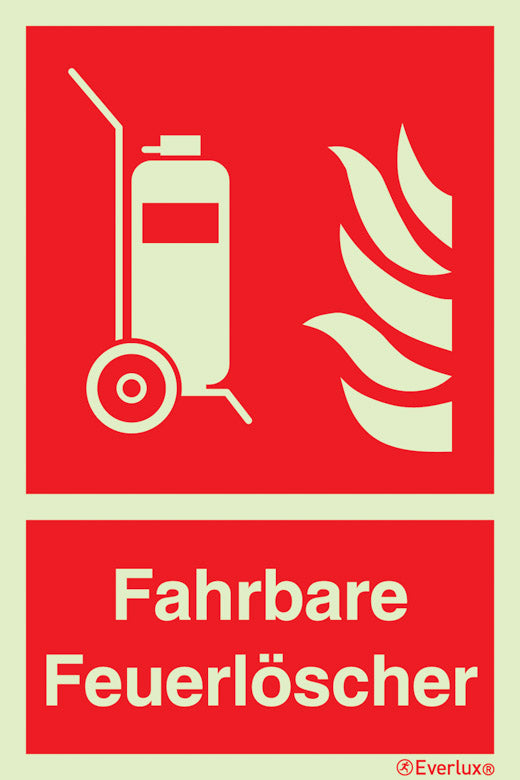 Everlux Brandschutzzeichen, Fahrbare Feuerlöscher, Kunststoff langnachleuchtend