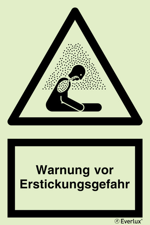 Everlux Warnzeichen, Warnung vor Erstickungsgefahr beim Einsatz von CO2-Löschern , Kunststoff