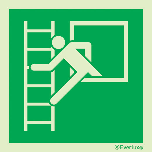 Rettungszeichen E016, Notausstieg mit Fluchtleiter nach ASR1.3 & DIN ISO