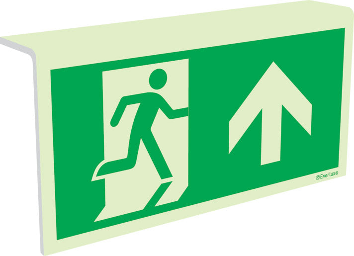Rettungszeichen Faltschild Notausgang Pfeil nach oben nach ASR1.3 & DIN 4844-02 & DIN EN ISO 7010