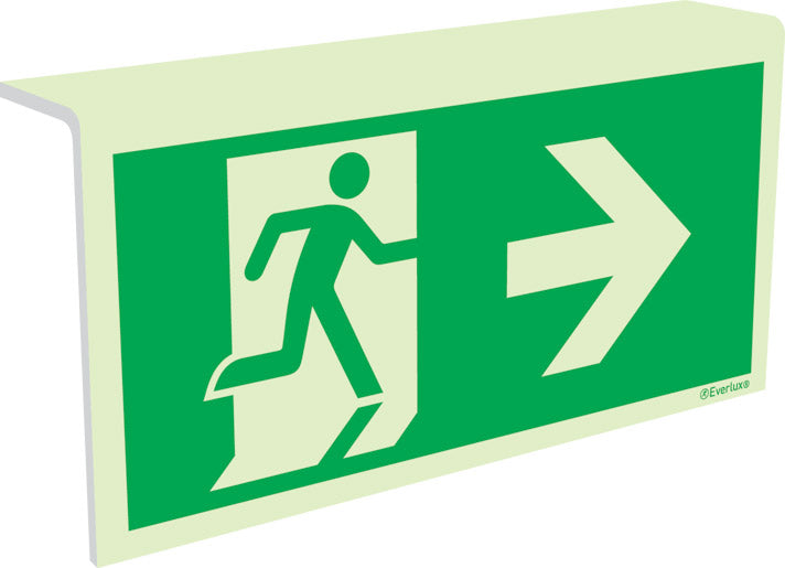Rettungszeichen Faltschild Notausgang Pfeil nach rechts nach ASR1.3 & DIN 4844-02 & DIN EN ISO 7010